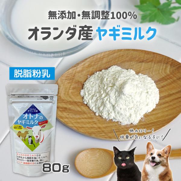 他サイト： 大人のヤギミルク 低カロリー 脱脂粉乳 80g オランダ産 犬用 猫用 無添加 粉ミルク 無調整 ゴートミルク 高齢 ミルク本舗の商品画像