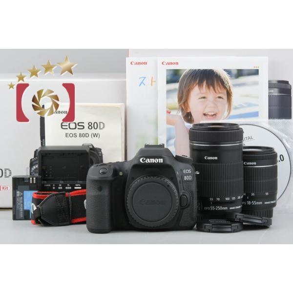 EOS DIGITAL 【中古】Canon キヤノン 80D ダブルズームキット 元箱付き