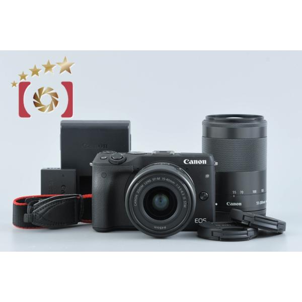 【中古】Canon キヤノン EOS M3 ブラック ダブルズームキット