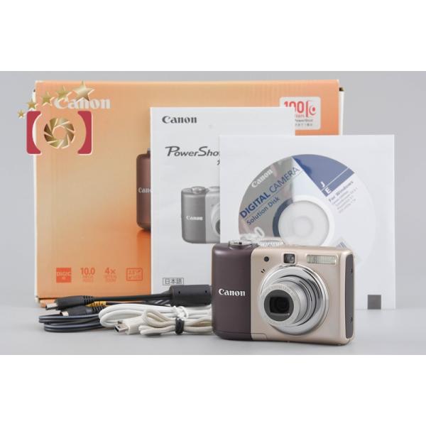 【中古】Canon キヤノン PowerShot A1000 IS ブラウン コンパクトデジタルカメラ 元箱付き