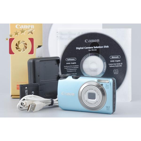 【中古】Canon キヤノン PowerShot A3200 IS ブルー コンパクトデジタルカメラ 元箱付き