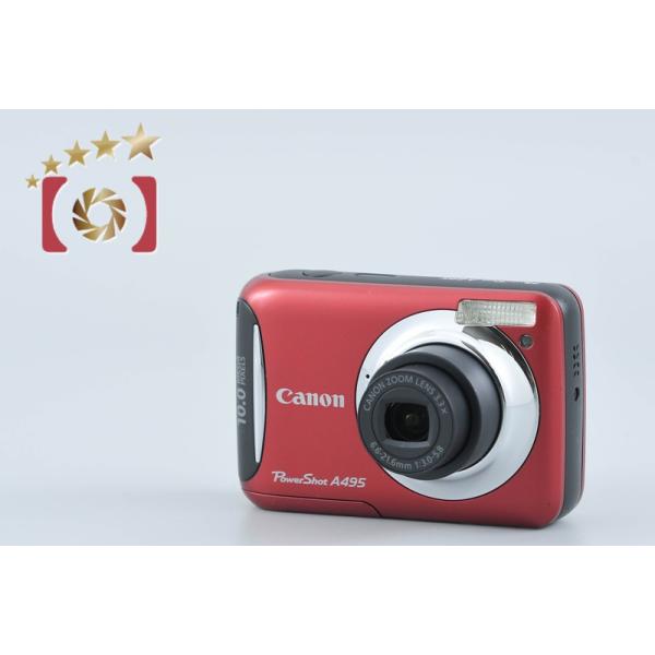 【中古】Canon キヤノン PowerShot A495 レッド コンパクトデジタルカメラ