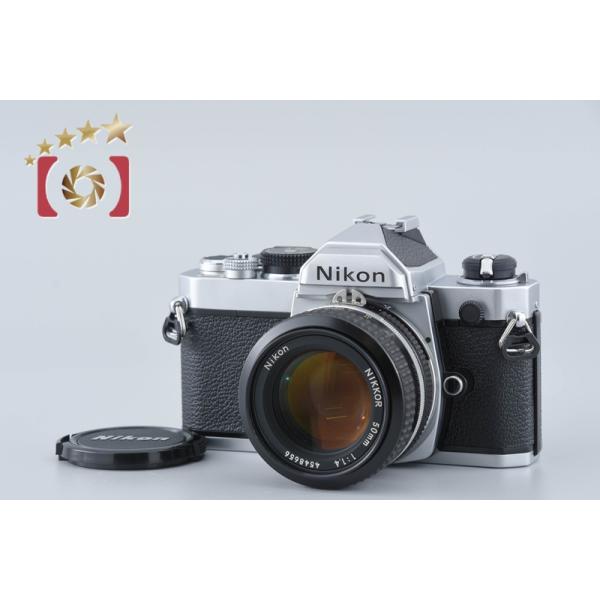 Nikon FM シルバー＋NIKKOR 50mmレンズ 動作確認済み ニコン（Nikon） 【中古】Nikon FM シルバー 前期 + Ai NIKKOR 50mm f