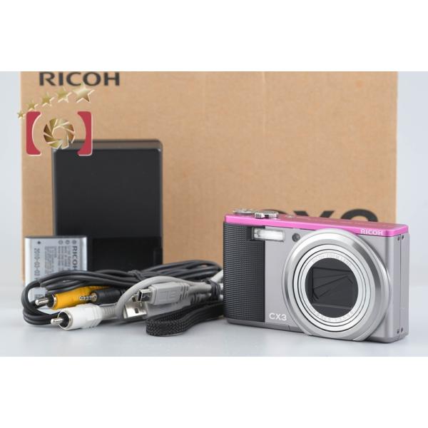 【中古】RICOH リコー CX3 ライトグレーxピンク コンパクトデジタルカメラ シャッター回数僅少 元箱付き