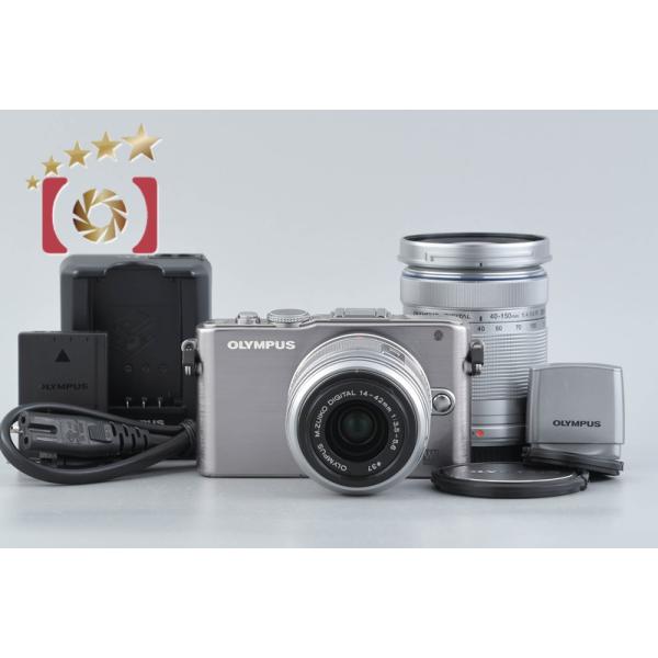 【中古】OLYMPUS オリンパス PEN Lite E-PL3 ダブルズームレンズキット シルバー シャッター回数僅少