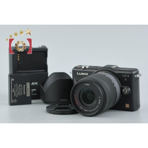 【中古】Panasonic パナソニック LUMIX DMC-GF2 エスプリブラック + G VARIO 14-42mm f/3.5-5.6 ASPH. MEGA O.I.S. H-FS014042 シャッター回数僅少