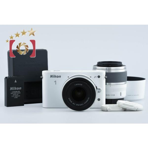 【中古】Nikon ニコン 1 J1 ダブルズームキット ホワイト シャッター回数僅少