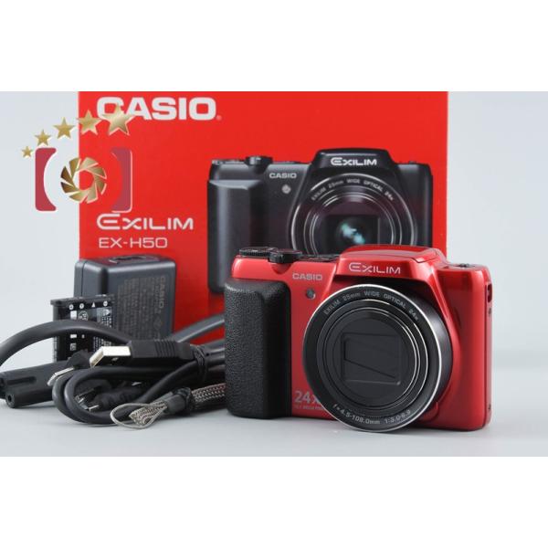 【中古】Casio カシオ EXILIM EX-H50 レッド コンパクトデジタルカメラ 元箱付き