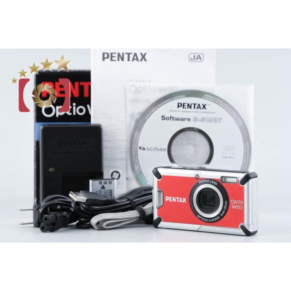 【中古】PENTAX ペンタックス Optio W80 カーディナルレッド コンパクトデジタルカメラ 元箱付き