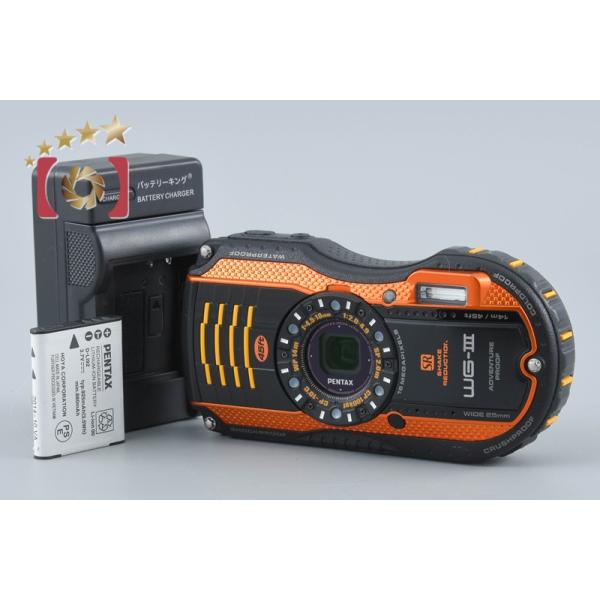 【中古】RICOH リコー PENTAX ペンタックス WG-3 オレンジ 防水アクションカメラ シャッター回数僅少