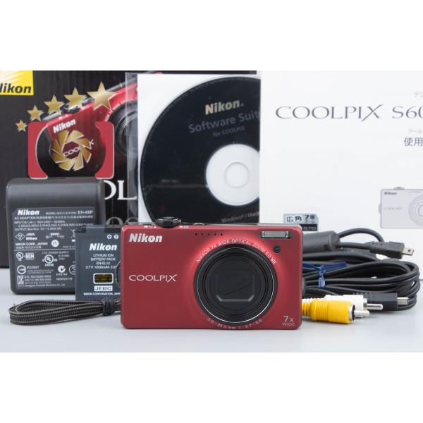 【中古】Nikon ニコン COOLPIX S6000 フラッシュレッド コンパクトデジタルカメラ 元箱付き