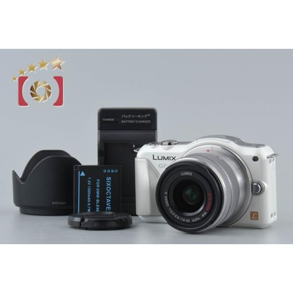 【中古】Panasonic パナソニック LUMIX DMC-GF5 シェルホワイト + LUMIX G VARIO 14-42mm f/3.5-5.6 ASPH. MEGA O.I.S. H-FS1442A シャッター回数僅少