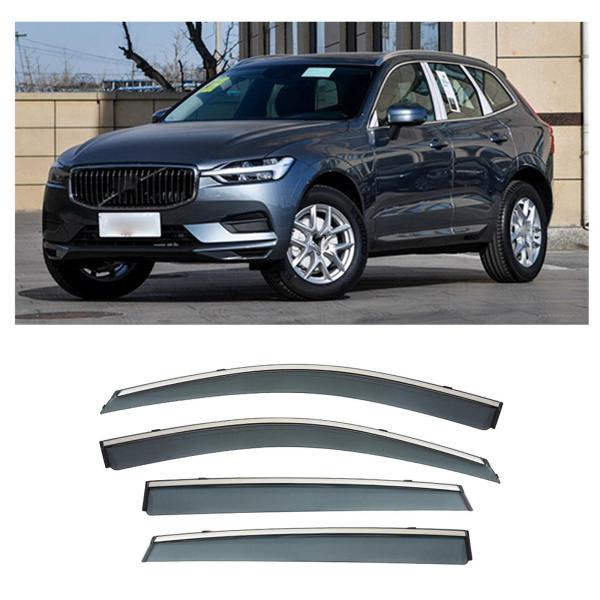 車用サイドバイザー  ボルボ XC60 2018-2022 カーウィンドデフレクターウィンドウバイザー電気メッキ金属ウィンドウレインカバーデフレクターオーニン