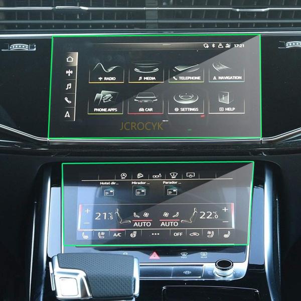 2本強化ガラス保護フィルム、アウディQ7 Q8 2019 2020、カーGPSナビゲーションフィルムLCDスクリーンアンチスクラッチフィルム
