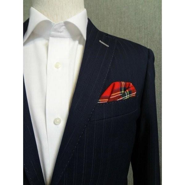 ポケットチーフ 結婚式 ワンタッチ ブランド フィックスポン fixpon メンズ パッフド２ レッド・赤 タータンチェック 送別 パーティー ギフト 贈り物 送料無料
