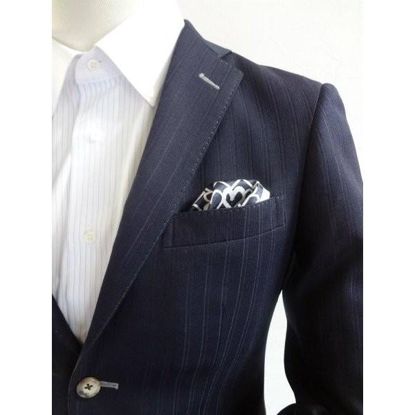 ポケットチーフ 結婚式 ワンタッチ ブランド フィックスポン fixpon メンズ パッフド２ ネイビー ハート柄 送別 パーティー ギフト 贈り物 送料無料
