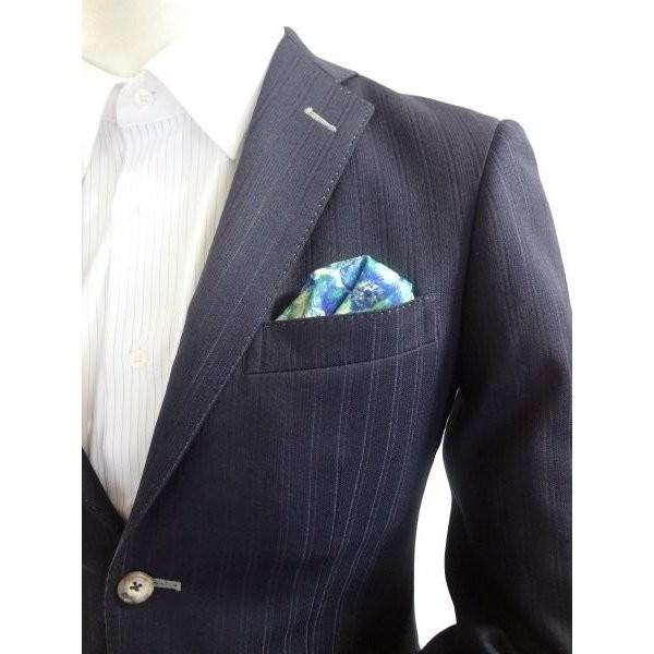 ポケットチーフ 結婚式 ワンタッチ ブランド フィックスポン fixpon メンズ パッフド２ ブルー系 花柄 送別 パーティー ギフト 贈り物 送料無料