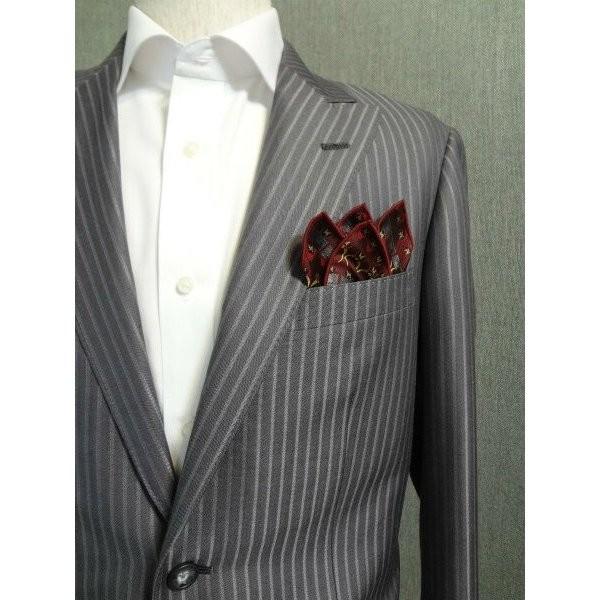 ポケットチーフ 結婚式 ワンタッチ ブランド フィックスポン fixpon メンズ クラッシュ 博多織 レッド 黒田官兵衛柄 送別 パーティー ギフト 贈り物 送料無料