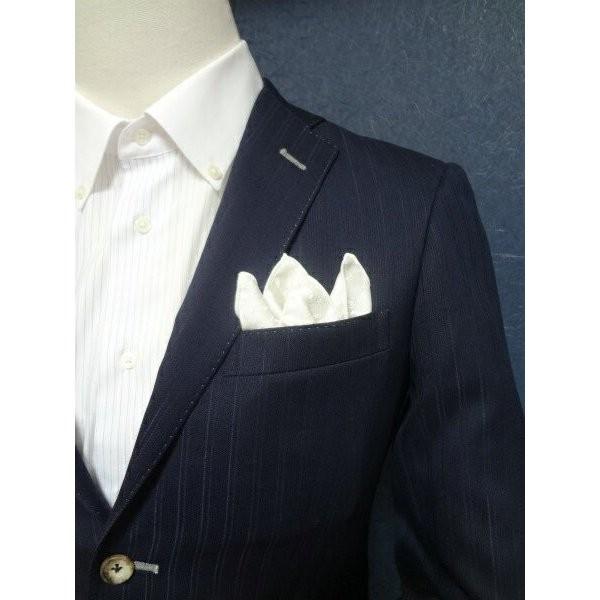 ポケットチーフ 結婚式 ワンタッチ ブランド フィックスポン fixpon メンズ クラッシュ 博多織 ホワイト 花織柄 送別 パーティー ギフト 贈り物 送料無料