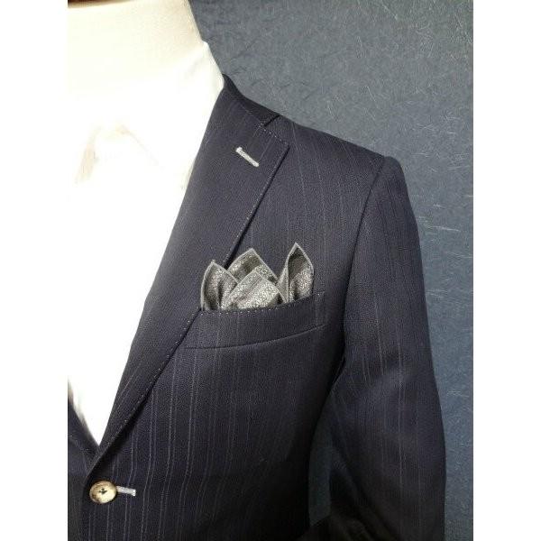 ポケットチーフ 結婚式 ワンタッチ ブランド フィックスポン fixpon メンズ クラッシュ 博多織 グレー 献上柄 送別 パーティー ギフト 贈り物 送料無料