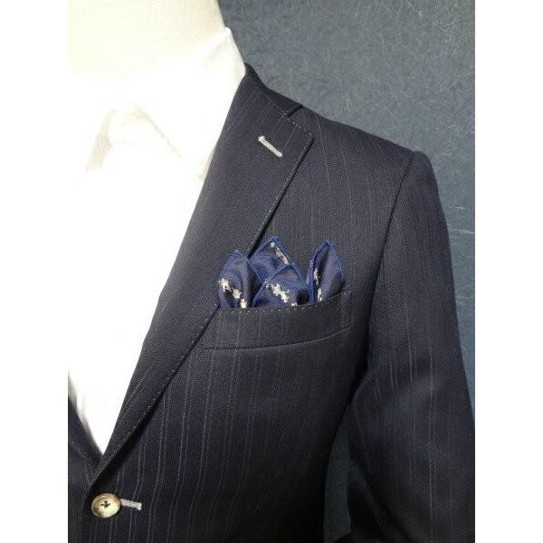 ポケットチーフ 結婚式 ワンタッチ ブランド フィックスポン fixpon メンズ クラッシュ 博多織 ネイビー 山笠柄 送別 パーティー ギフト 贈り物 送料無料