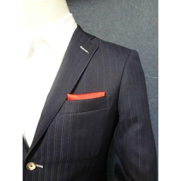 ポケットチーフ 結婚式 ワンタッチ ブランド フィックスポン fixpon メンズ スクエア 濃オレンジ 無地 送別 パーティー ギフト 贈り物 送料無料
