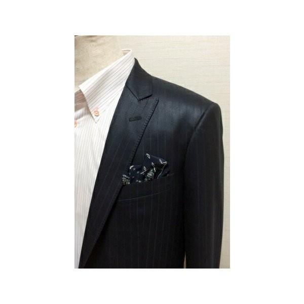 ポケットチーフ 結婚式 ワンタッチ ブランド フィックスポン fixpon メンズ Ｗ（ダブル）スリーピークス ネイビー ペイズリー柄 送別 パーティー 送料無料