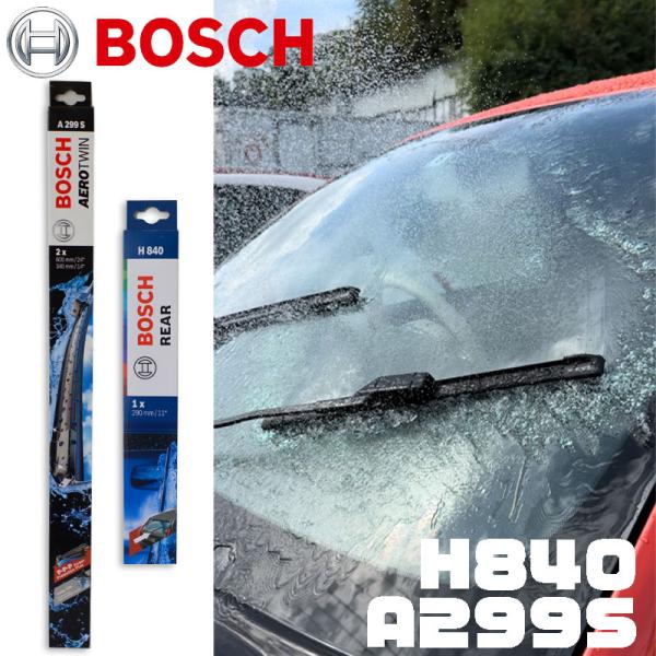 BOSCH(ボッシュ) A299S ＋ H840 エアロ ツイン フラットワイパーブレード フロント用 / リア用 セット フィアット500 【左ハンドル用】
