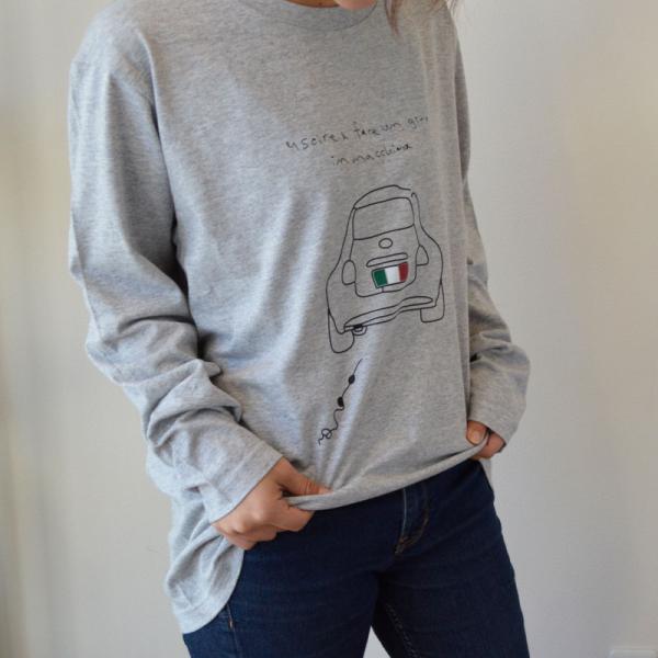 FJファクトリー “OSHIRI” グレー オリジナル ロングTシャツ フィアット アバルト M/L/XL
