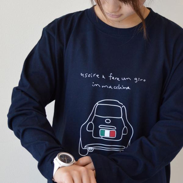 FJファクトリー “OSHIRI” ネイビー オリジナル ロングTシャツ フィアット アバルト M/L/XL