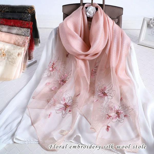 ❤佐藤繊維　新品　素敵な花柄刺繍 ストール❤ ❤佐藤繊維新品素敵な花柄刺繍 ストール❤