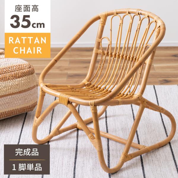 東谷 ラウンジチェア ラタン 座面高35cm 低め 椅子 チェア パーソナル
