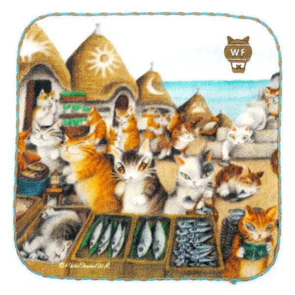 猫のダヤン アート刺繍ミニタオル~猫横丁の噂話~