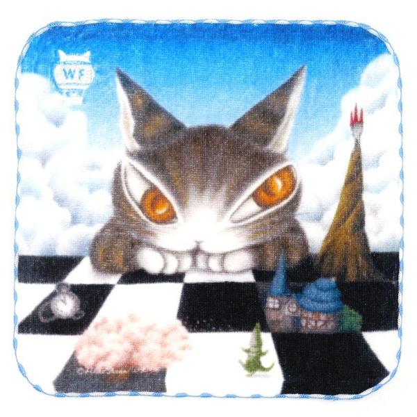 猫のダヤン アート刺繍ミニタオル~チェッカーボード~