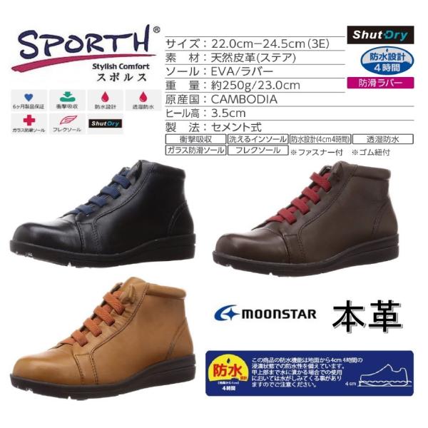 4E幅 幅広 ワイド ムーンスター レディース スポルス SP7576WSR