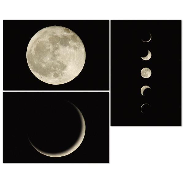 満月 月のポストカード〈満月・三日月・5MOON 3種セット〉満ち欠け
