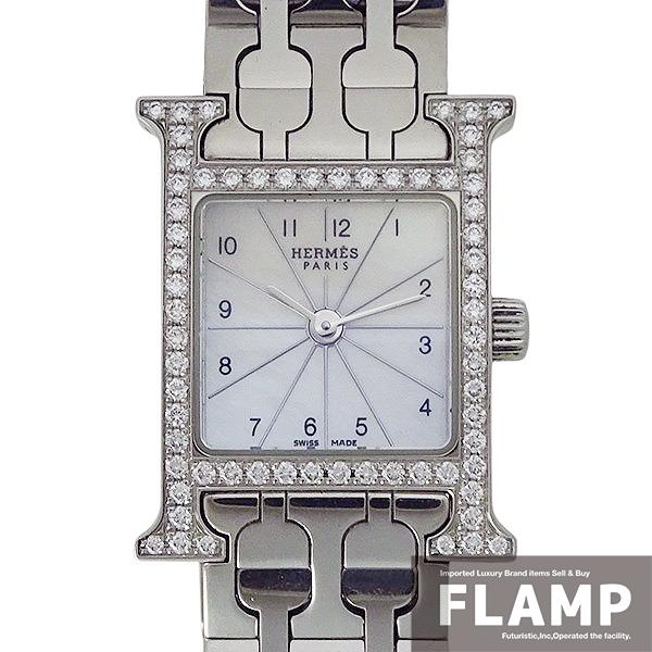 HERMES エルメス Hウォッチ ミニ HH1.130 シェル文字盤 ダイヤモンド  