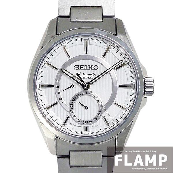 SEIKO セイコー プレサージュ パワーリザーブ 6R27-00D0 自動巻き ホワイト 裏スケ メンズ 腕時計【中古】