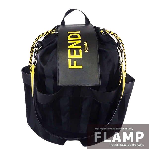 FENDI フェンディ ドローストリング バックパック イエロー/ブラック