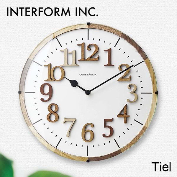 インターフォルム　ウォールクロック 　レザー 合成皮革 ブラック　電波時計 壁掛け電波時計 Tiel ティール/INTERFORM インターフォルム /海外