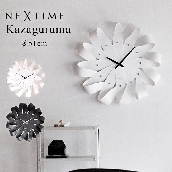 壁掛け時計 NEXTIME Kazaguruma WH BK ネクスタイム カザグルマ｜時計