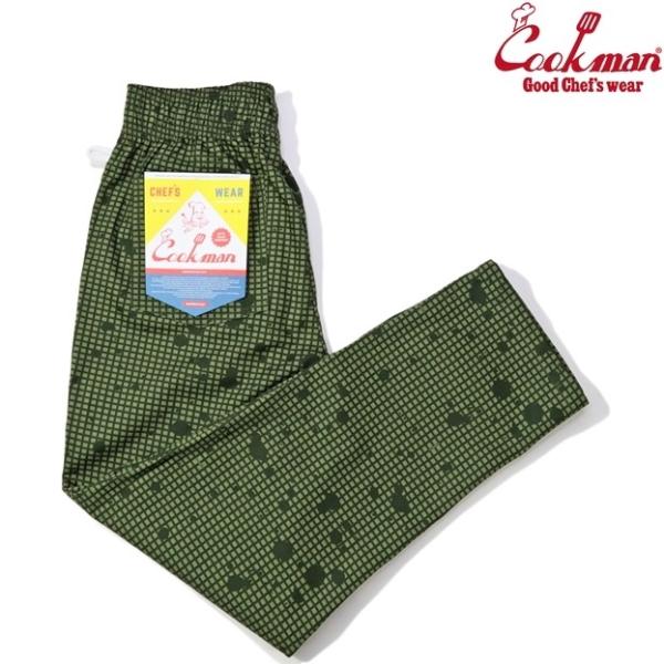 Lサイズ COOKMAN シェフパンツ Sauce Splash Camo GREEN ソーススプラッシュ カモ グリーン クックマン Chef Pants ミリタリー