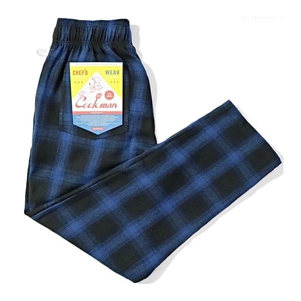 COOKMAN（クックマン） XLサイズ シェフパンツ Tweed Ombre Check Blue