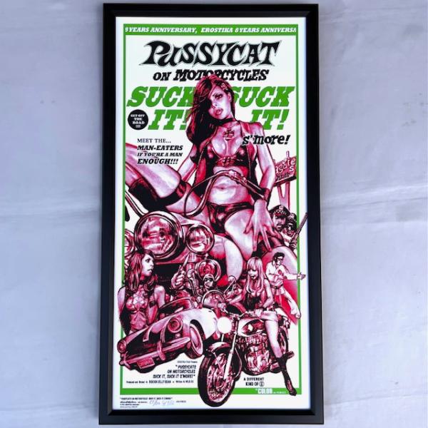 ロッキンジェリービーン PUSSYCAT ON MOTORCYCLE ポスター 200枚限定 フレーム付 ロッキンジェリービーン PUSSYCAT ON