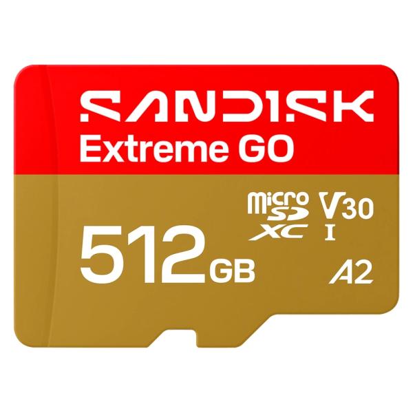 マイクロSDカード 512GB microSDXC SANDISK サンディスク Extreme GO Class10 UHS-I U3 V30 A2 R:240MB/s w:160MB/s 海外リテール SDSQXGN-512G-GN6MN ◆コ