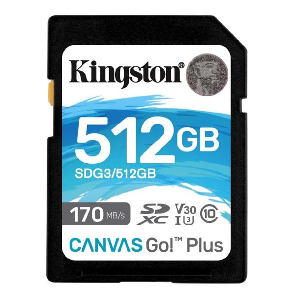 512GB SDXCJ[h SDJ[h Kingston LOXg Canvas Go Plus UHS-I U3 V30 4K R:170MB/s W:90MB/s COe[ SDG3/512GB 