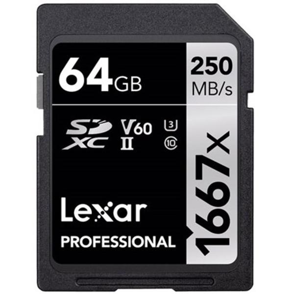 64GB SDXCJ[h SDJ[h Lexar LT[ Professional 1667x Class10 UHS-II U3 V60 R:250MB/s W:120MB/s COe[ LSD64GCB1667 