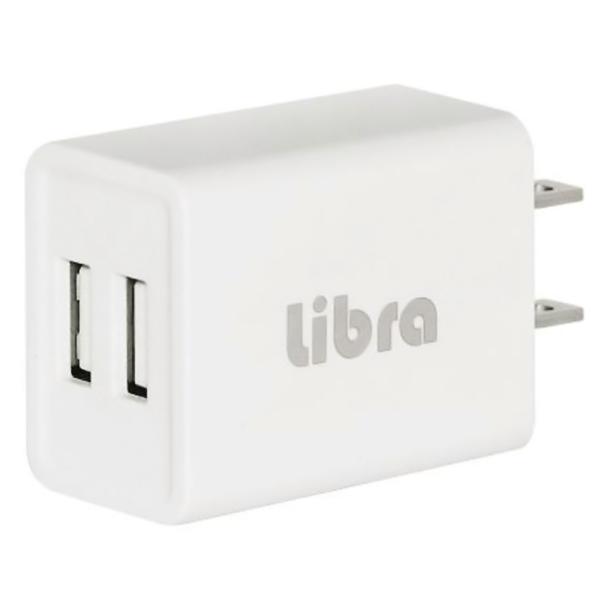 USB充電器 AC-USB充電アダプタ 2ポート 2.1A(max) 高速充電 Libra iPhone スマホ 100V-240V(海外対応) コンセント PSE適合品 白 ホワイト LBR-AD2USB21 ◆メ