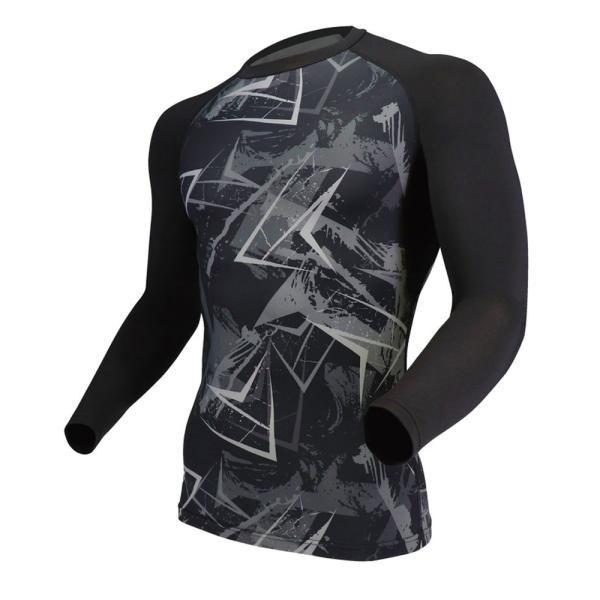 クルーネックシャツ 長袖 インナー JW-623 BT冷感 カモフラ×ブラック Lサイズ OTAFUKU 消臭 UVカット クロスクール素材 春夏用 メンズ JW-623-84-L ◆メ