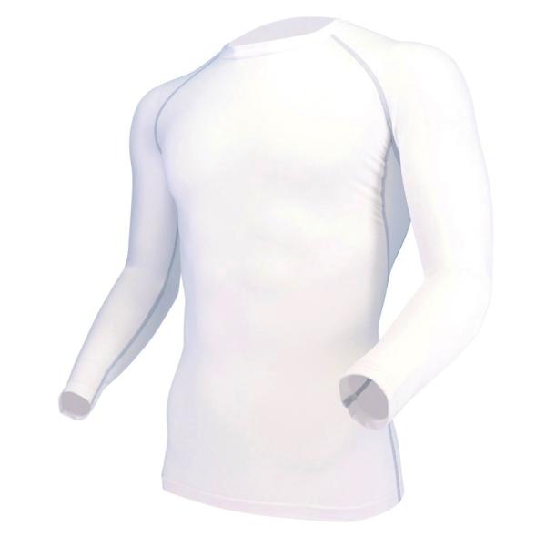 クルーネックシャツ 長袖 インナー JW-623 BT冷感 ホワイト Lサイズ OTAFUKU コンプレッション UVカット クロスクール素材 春夏用 メンズ JW-623-WH-L ◆メ